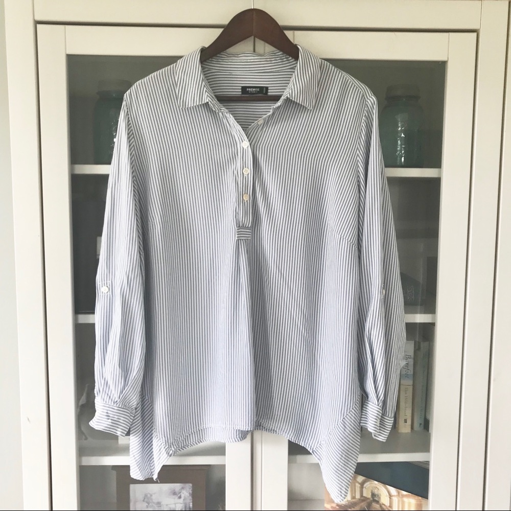 Classic Striped Tunic Button Up